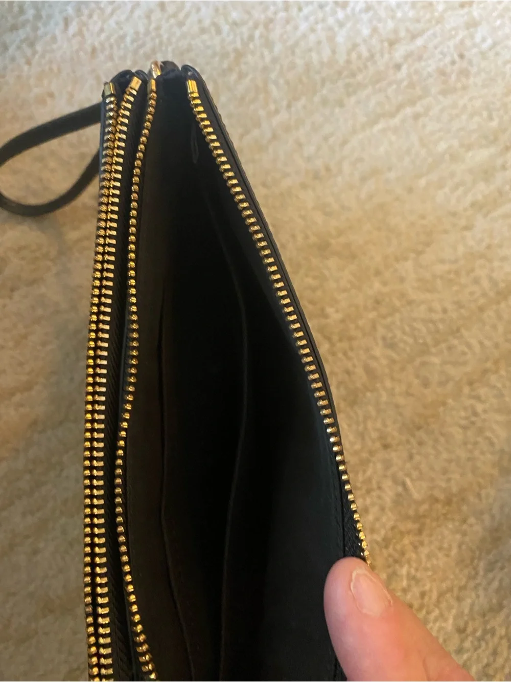 Coach Black Leather Wristlet with Gold Hardware
